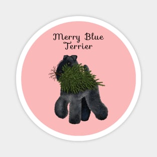 Merry Blue Terrier (Pink Background) Magnet